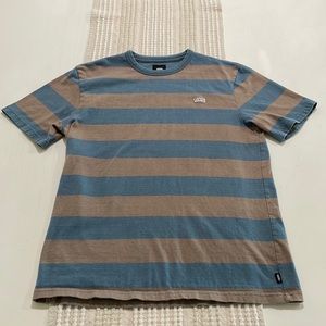 Vans logo T-shirt in kids XL. Light blue and tan stripes. Like new condition.